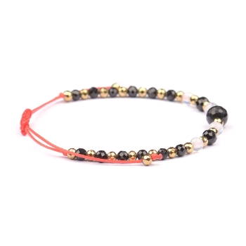 Bransoletka celebrytka czarny TURMALIN OPAL HEMATYT ochrona i przyjaźń